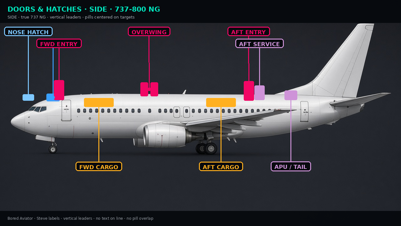 737-800 NG doors and hatches side view