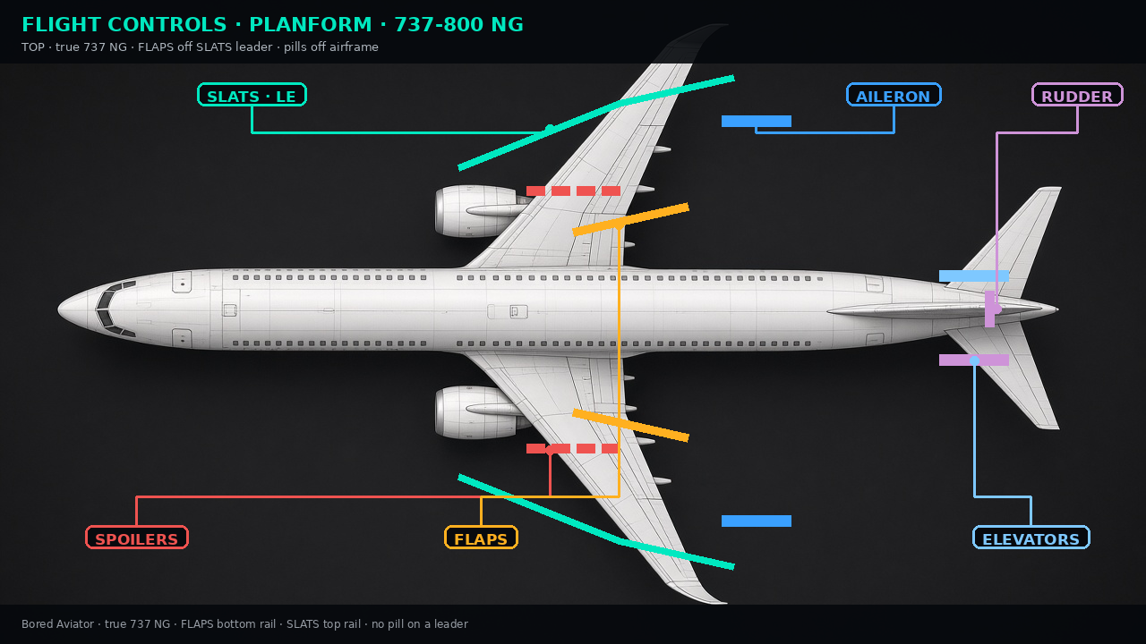 737-800 NG flight control surfaces planform