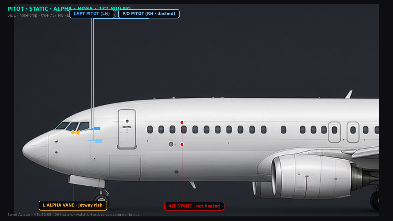 737 nose pitot static alpha probe locations